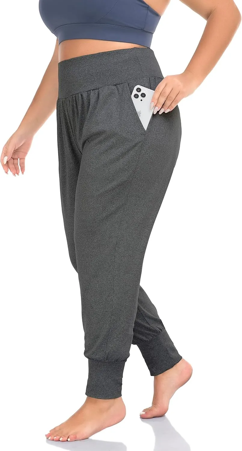 ZERDOCEAN Women's Plus Size Casual Yoga Joggers Comfy Loose Workout Lounge Pants with Pockets