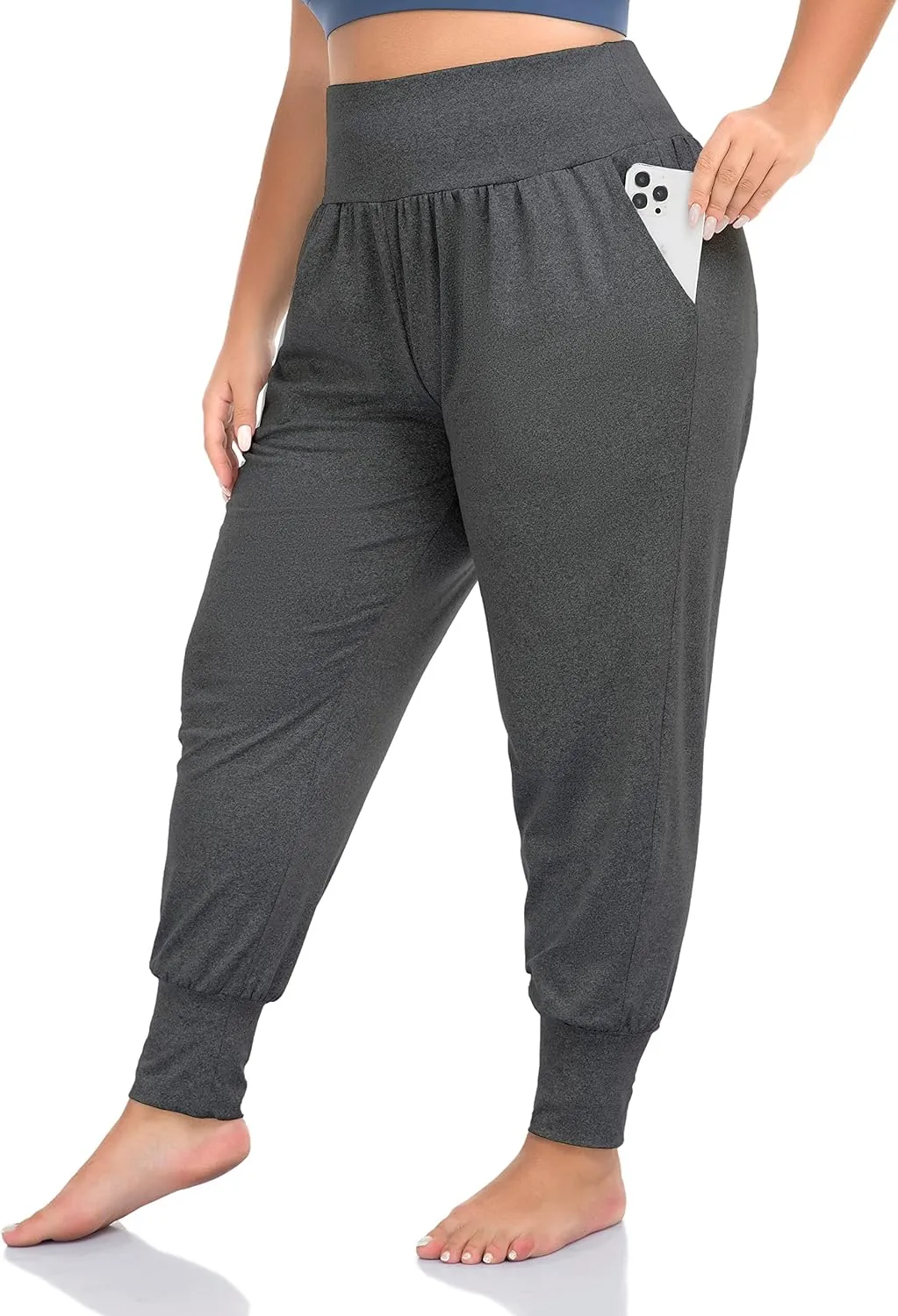 ZERDOCEAN Women's Plus Size Casual Yoga Joggers Comfy Loose Workout Lounge Pants with Pockets