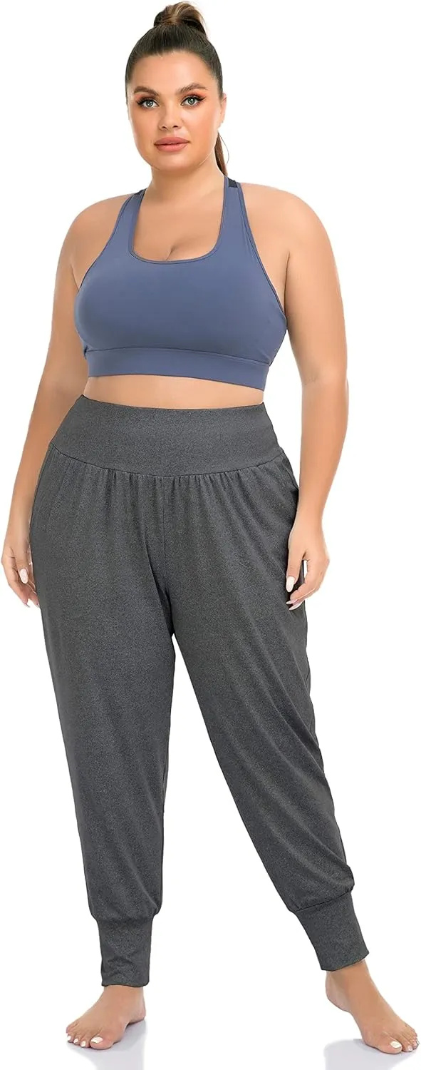 ZERDOCEAN Women's Plus Size Casual Yoga Joggers Comfy Loose Workout Lounge Pants with Pockets