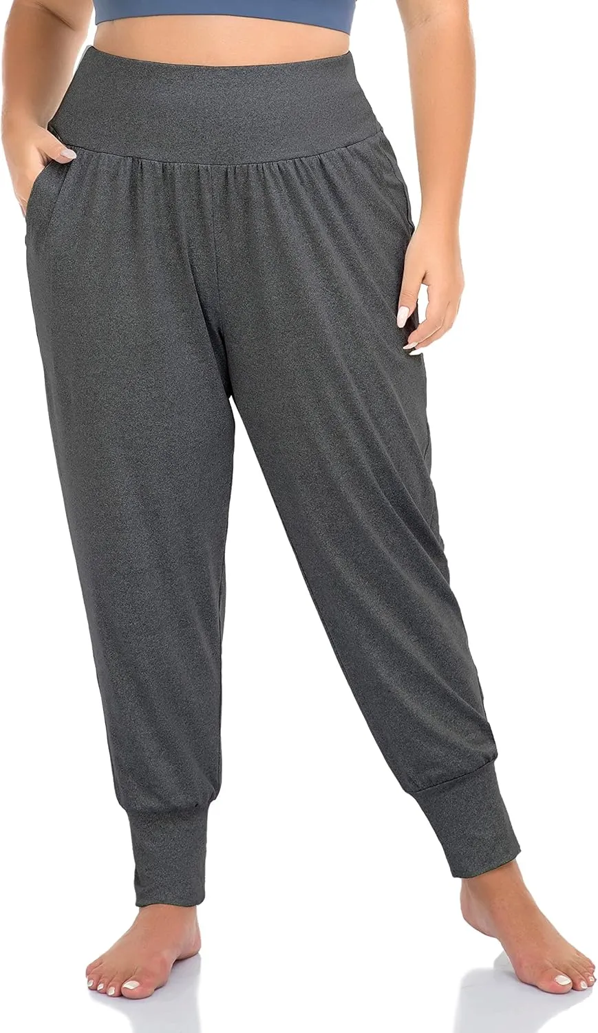 ZERDOCEAN Women's Plus Size Casual Yoga Joggers Comfy Loose Workout Lounge Pants with Pockets